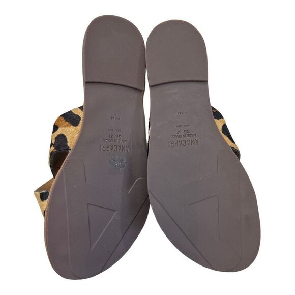 Anacapri Women's Animal Print Cross Strap Flat Sandal Brown & Black Size 6.5 - Picture 4 of 5